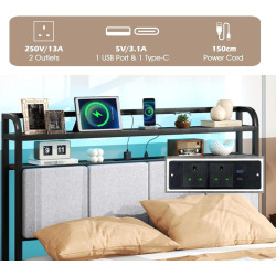 Кровать Costway HU10861DE-D (Brown/Black/Gray) Thumb