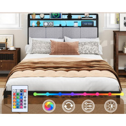 Кровать Costway HU10861DE-D (Brown/Black/Gray) Thumb