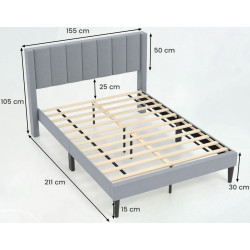 Кровать Costway HU10871GR 140x200 (Grey) Thumb