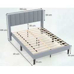 Кровать Costway HU10872GR 140x200 (Grey) Thumb