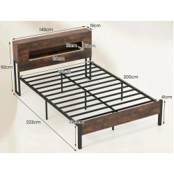 Pat Costway HU11099DE-D LED/USB 140x200 (Rustic Brown/Black) Thumb