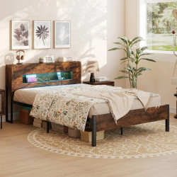 Pat Costway HU11099DE-D LED/USB 140x200 (Rustic Brown/Black)