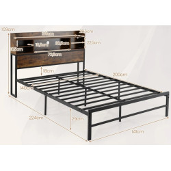 Pat Costway HU11308DE-D LED/USB 140x200 (Rustic Brown/Black) Thumb
