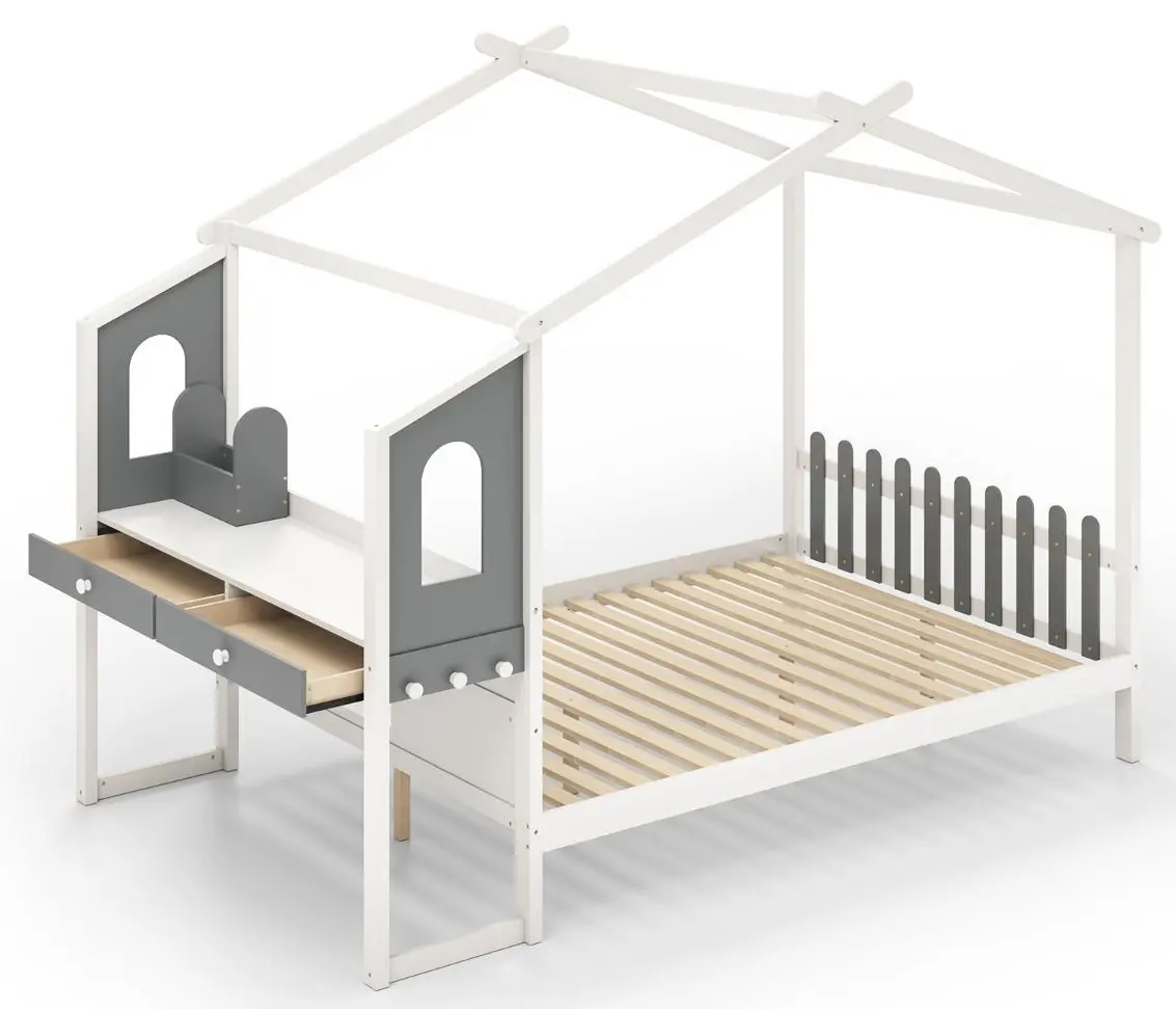 Pat casuta Costway HU10795WHF (White/Grey)