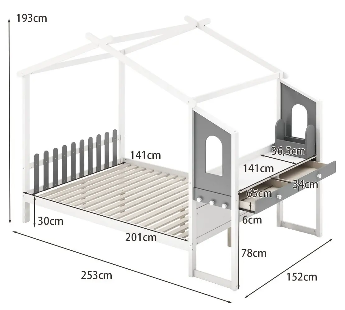 Pat casuta Costway HU10795WHF (White/Grey)