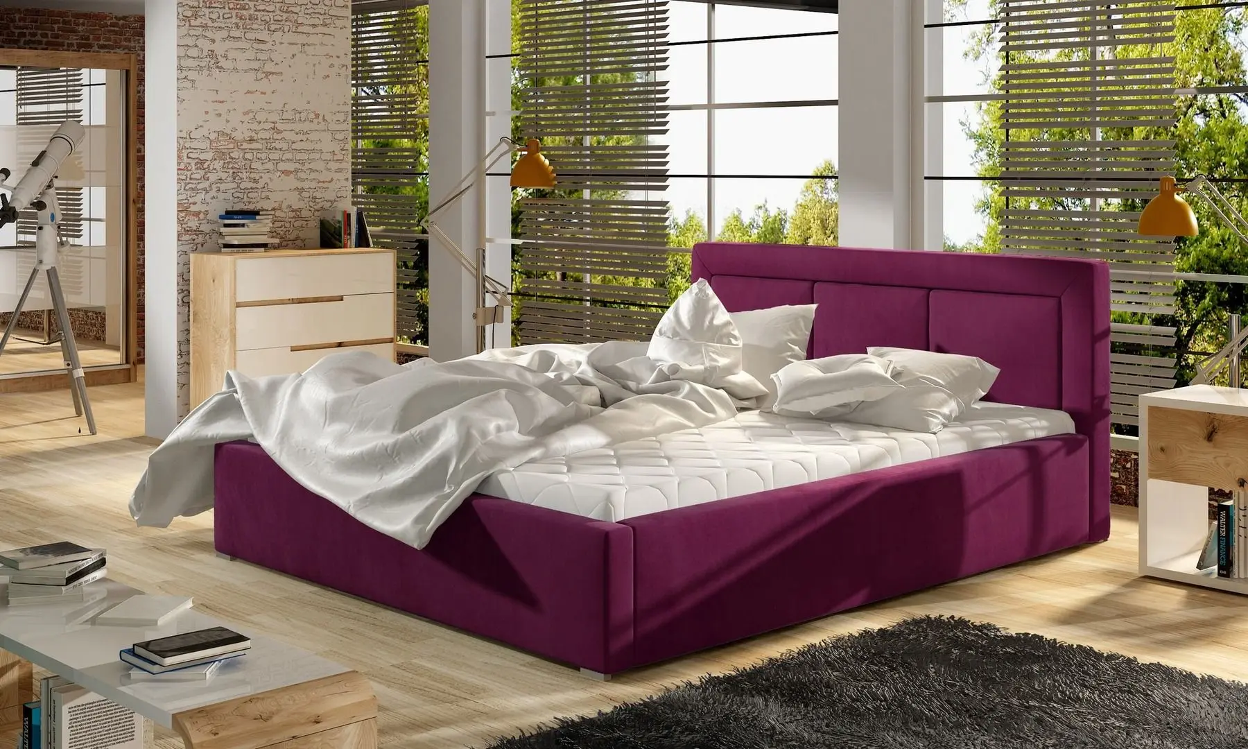 Кровать Eltap Belluno Matt Velvet 68 180x200 (Burgundy)