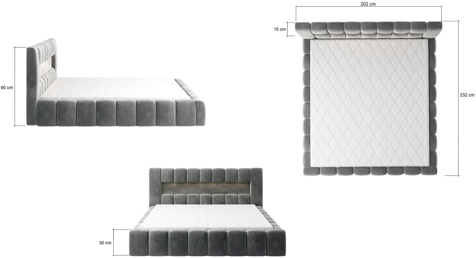 Pat Eltap Lamica Monolith 84 cu mecanism de ridicare 180x200 (Light Gray)