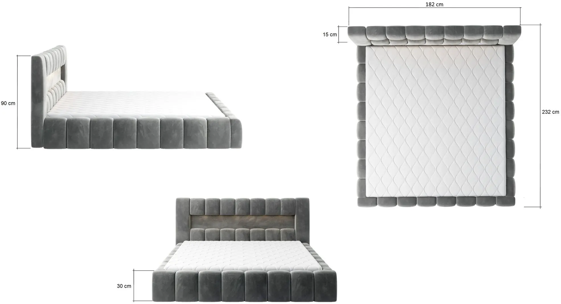 Pat Eltap Lamica Monolith 85 cu mecanism de ridicare 160x200 (Gray)