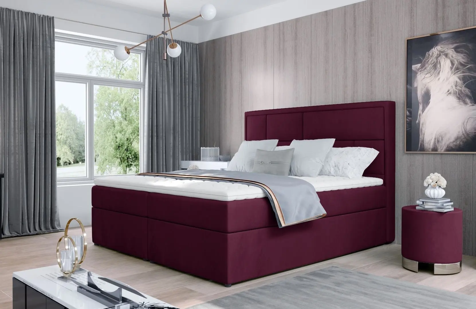 Кровать Eltap Meron Matt Velvet 68 с подъемным механизмом 140x200 (Burgundy)