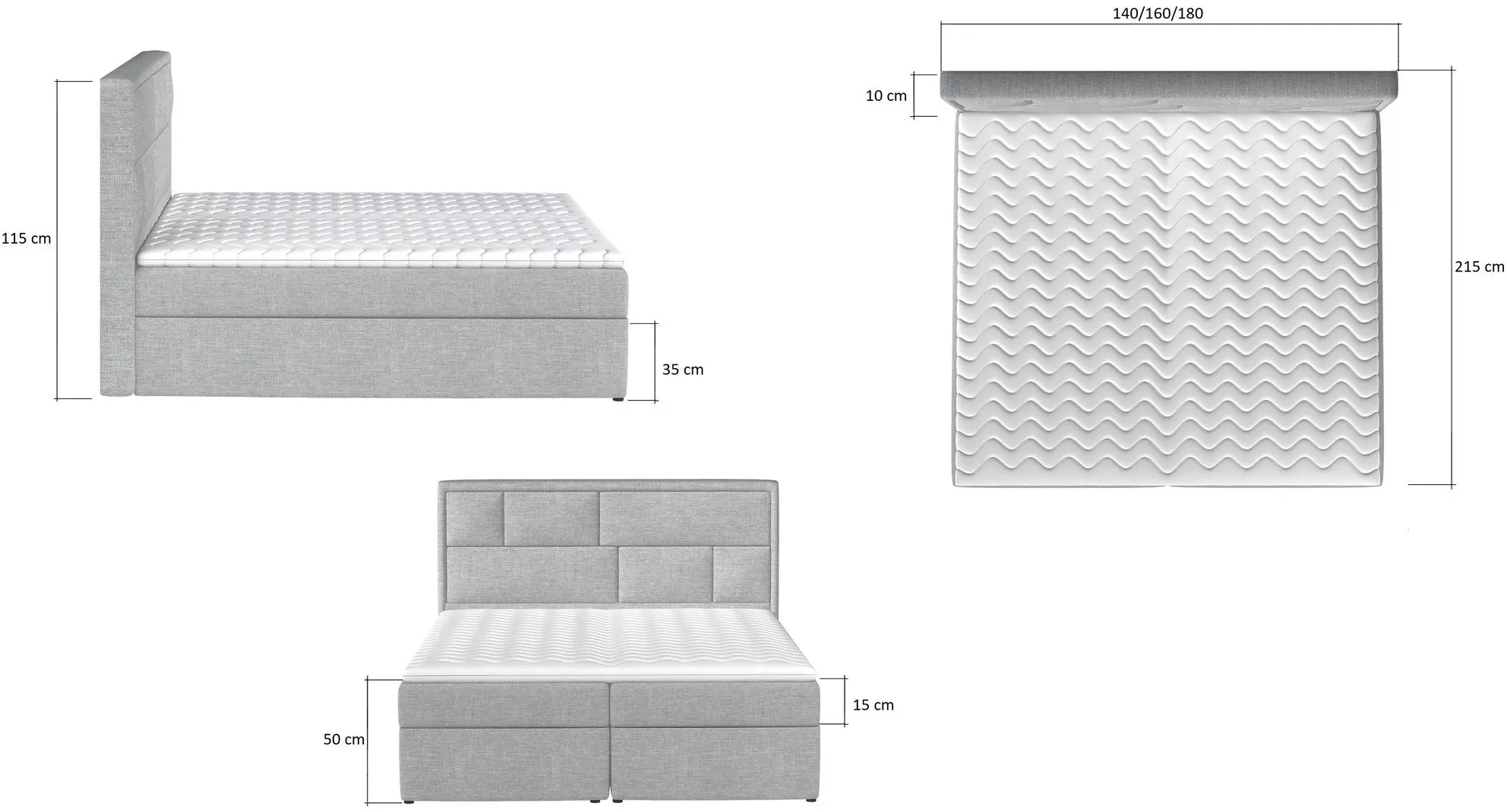 Pat Eltap Meron Paros 02 cu mecanism de ridicare 160x200 (Beige)