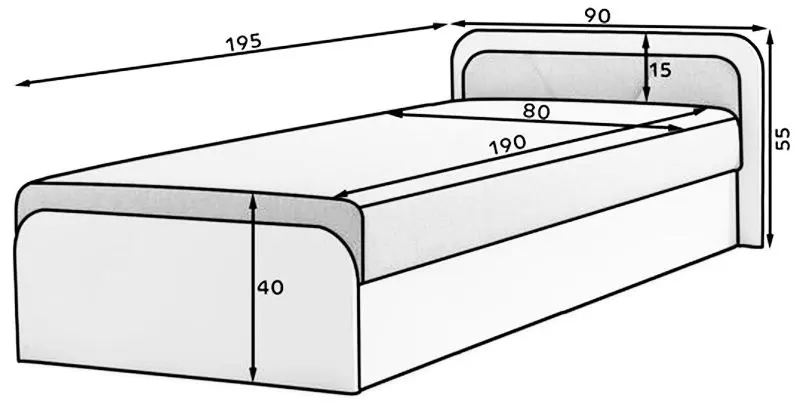 Кровать Eltap Parys 80x190 Sawana 21 Left (White/Grey)