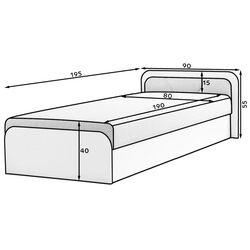 Кровать Eltap Parys 80x190 Sawana 21 Right (Grey) Thumb