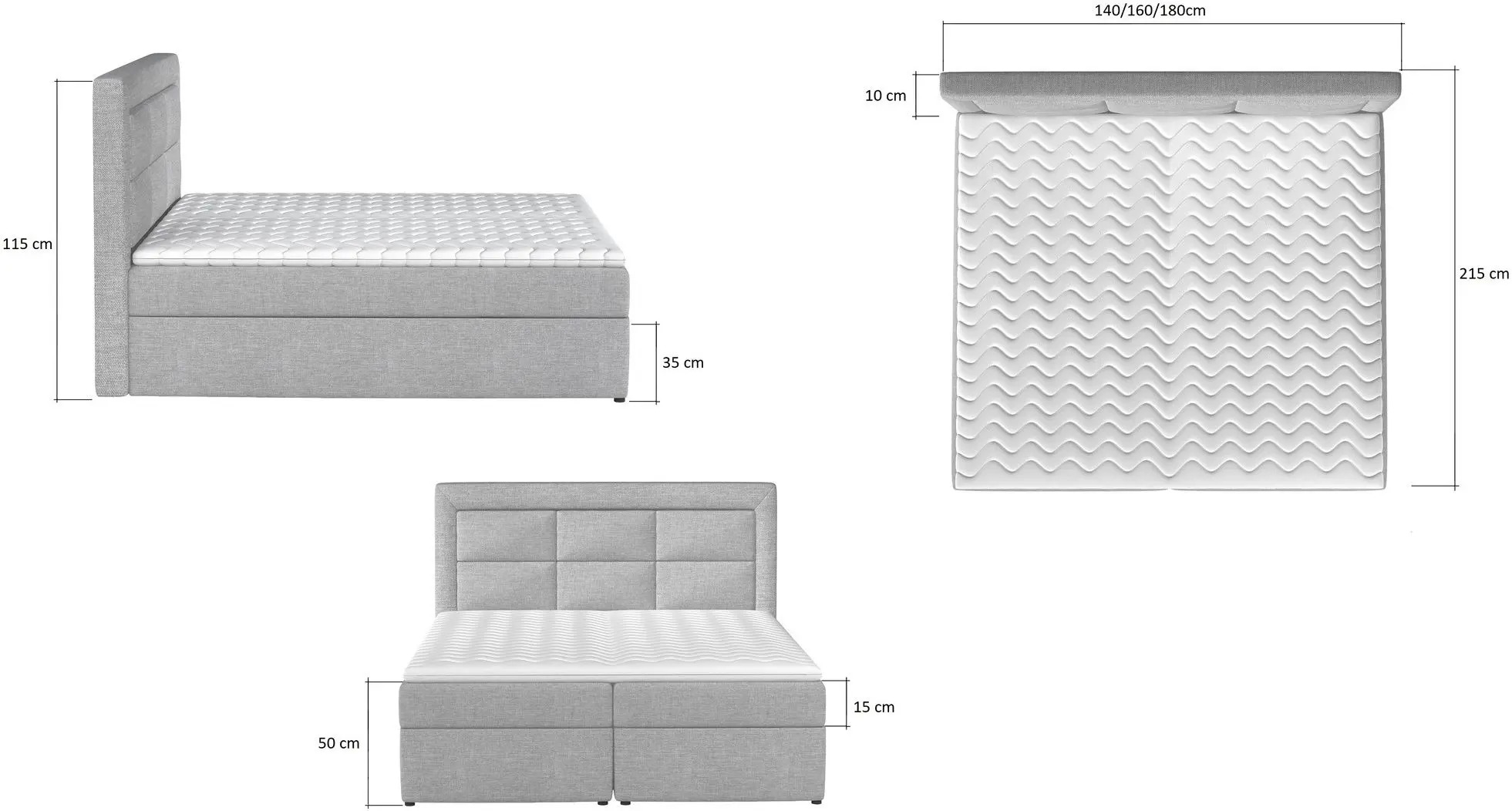 Pat Eltap Vivre Paros 02 cu mecanism de ridicare 160x200 (Beige)