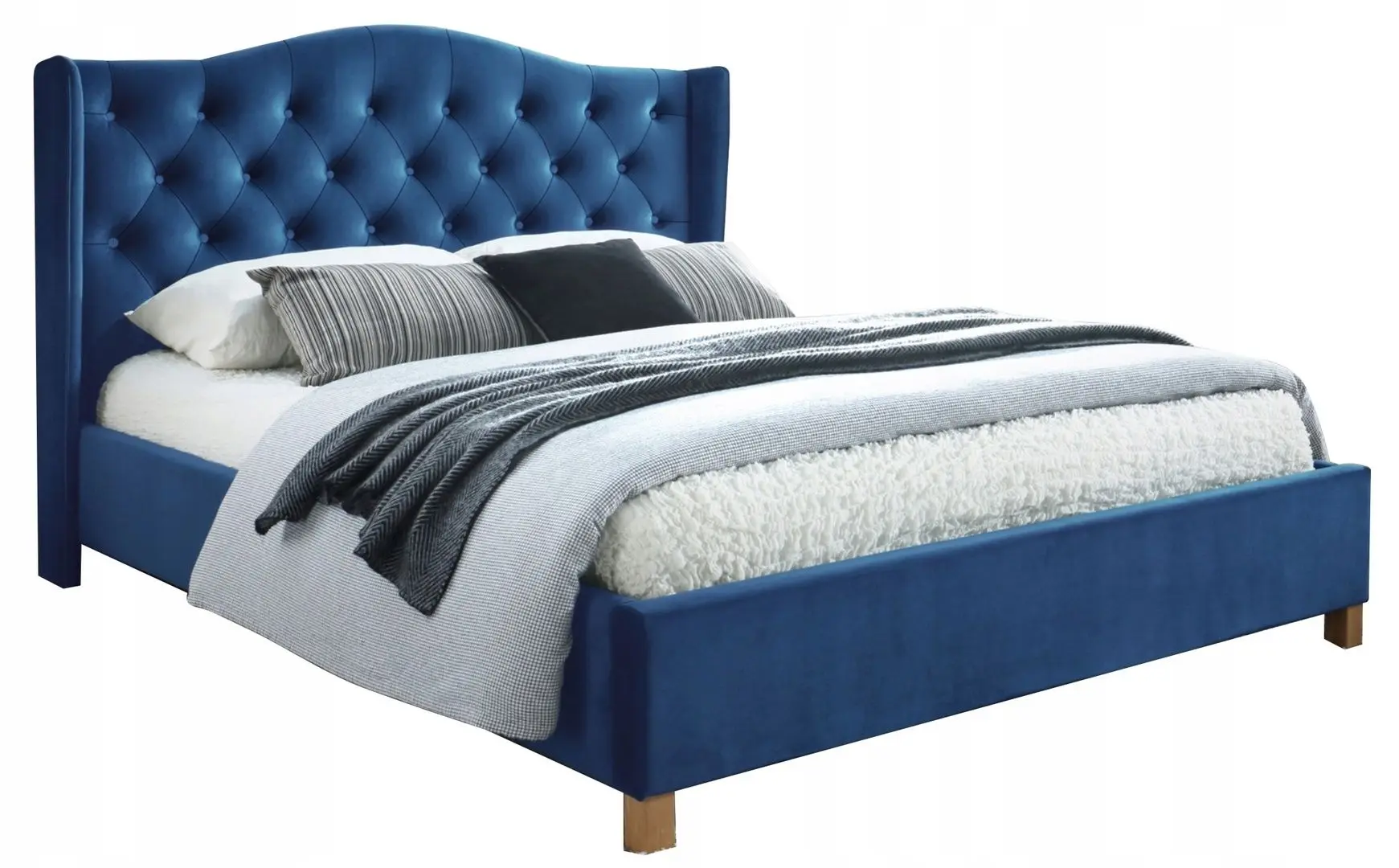 Pat Signal Aspen Velvet 160x200 (Navy Blue/Oak)