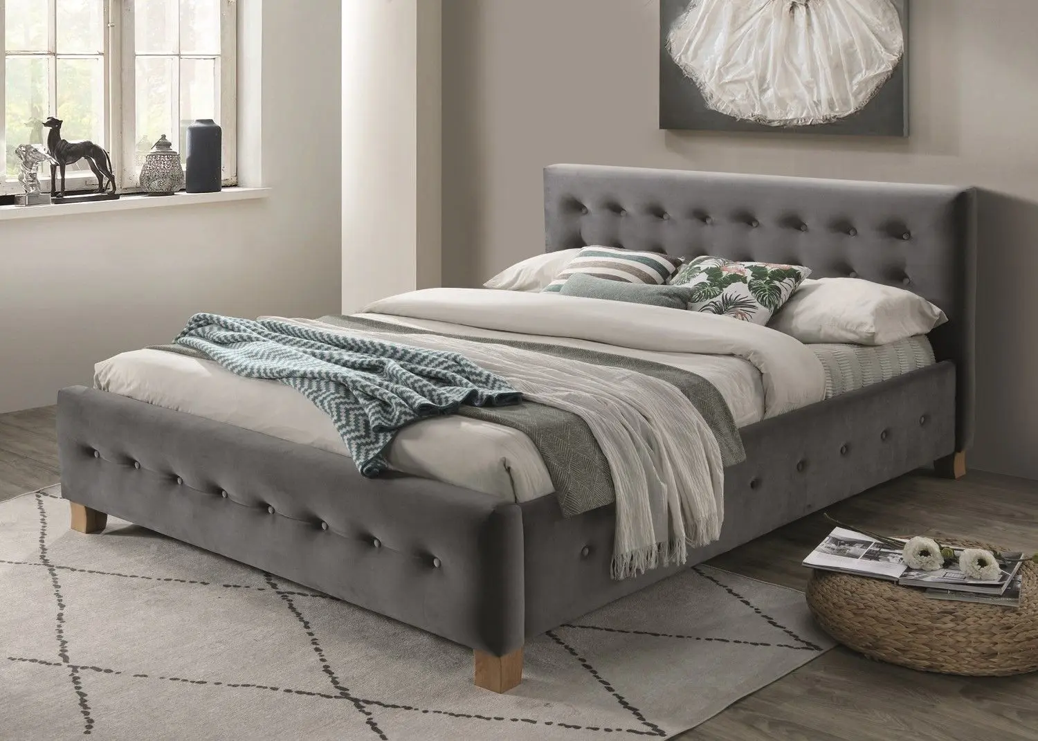 Pat Signal Barcelona Velvet 160x200 (Gray/Oak)