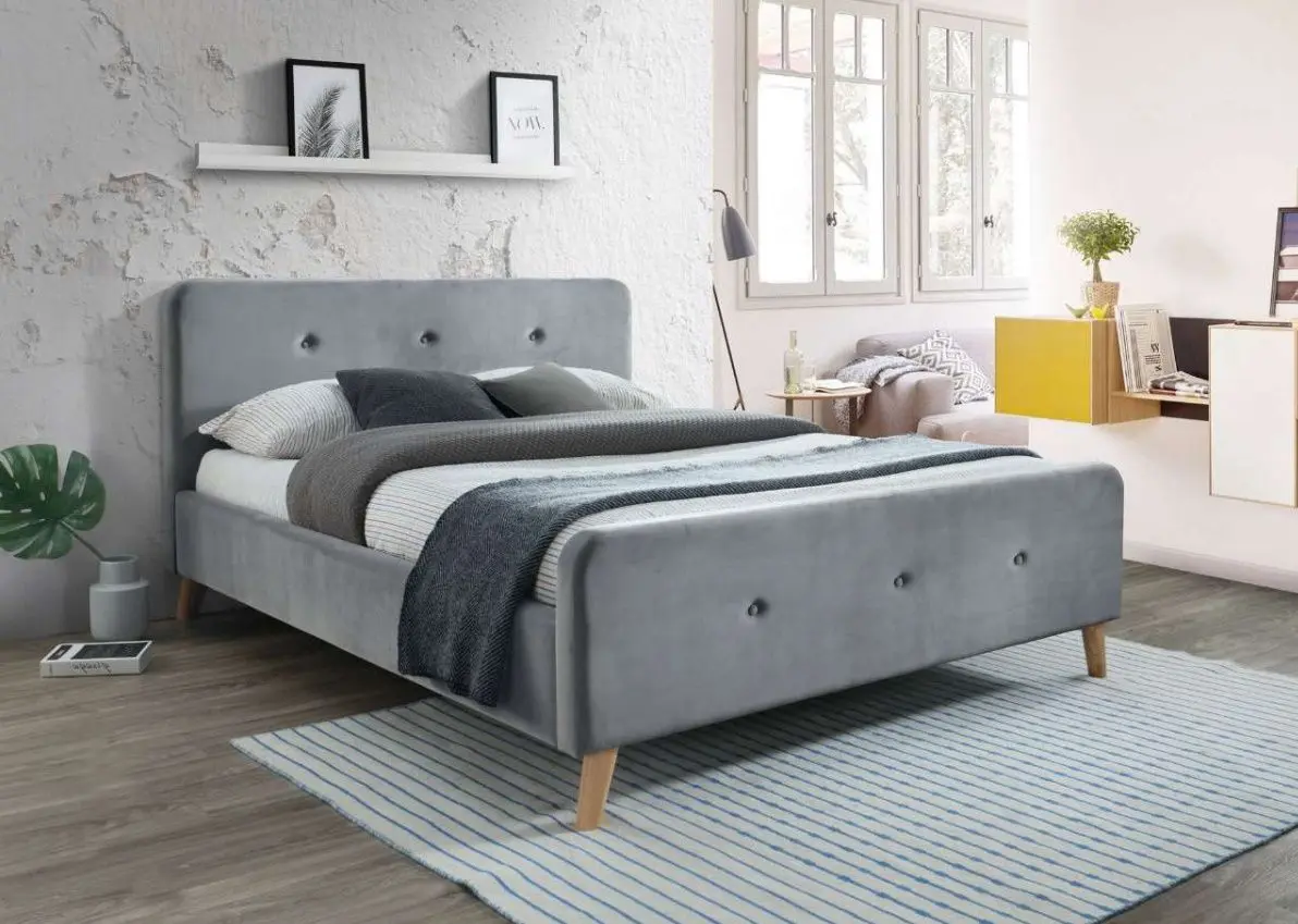 Pat Signal Malmo Velvet 160x200 (Gray/Oak)