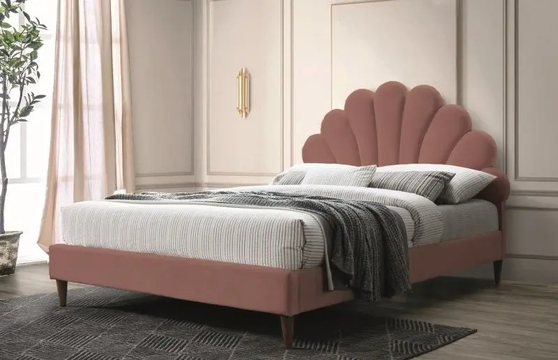 Кровать Signal Santana Velvet 160x200 (Antique Rose/Oak) - 2