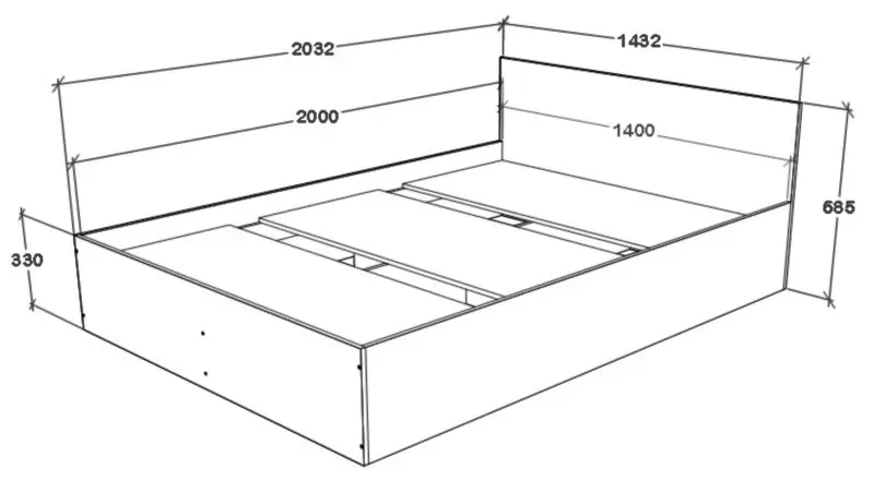 Кровать Haaus Malmo 140x200 (Anthracite/White Oak)