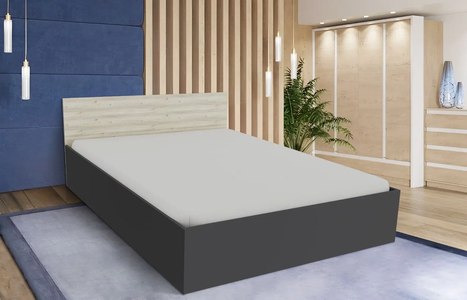 Кровать Haaus Malmo 140x200 (Anthracite/White Oak)