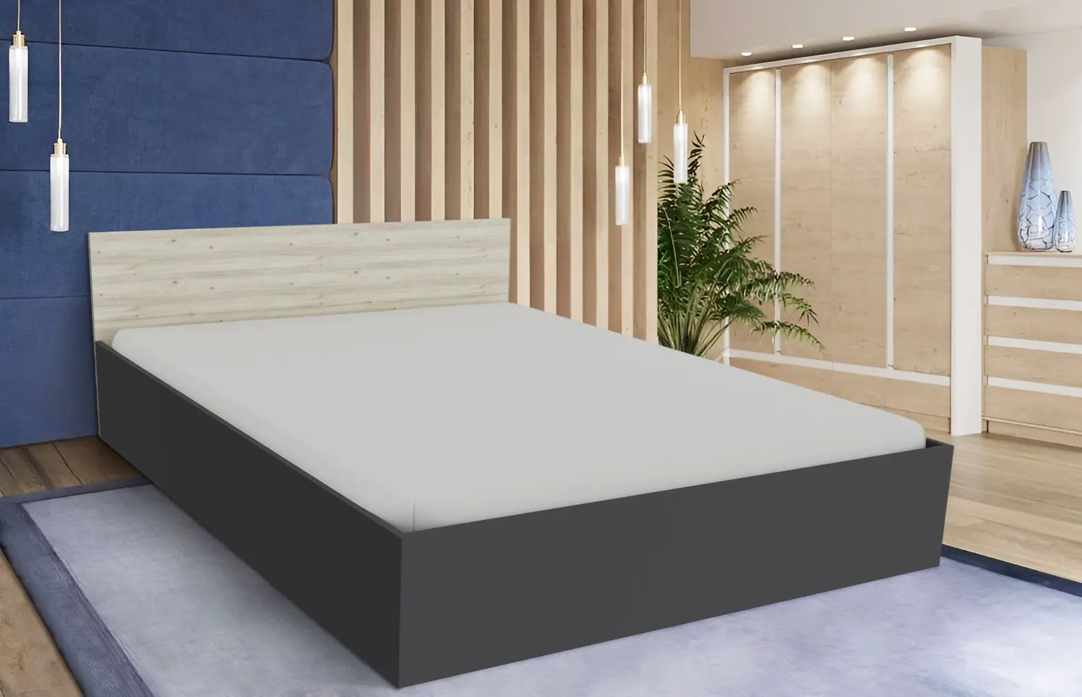 Кровать Haaus Malmo 160x200 (Anthracite/White Oak)