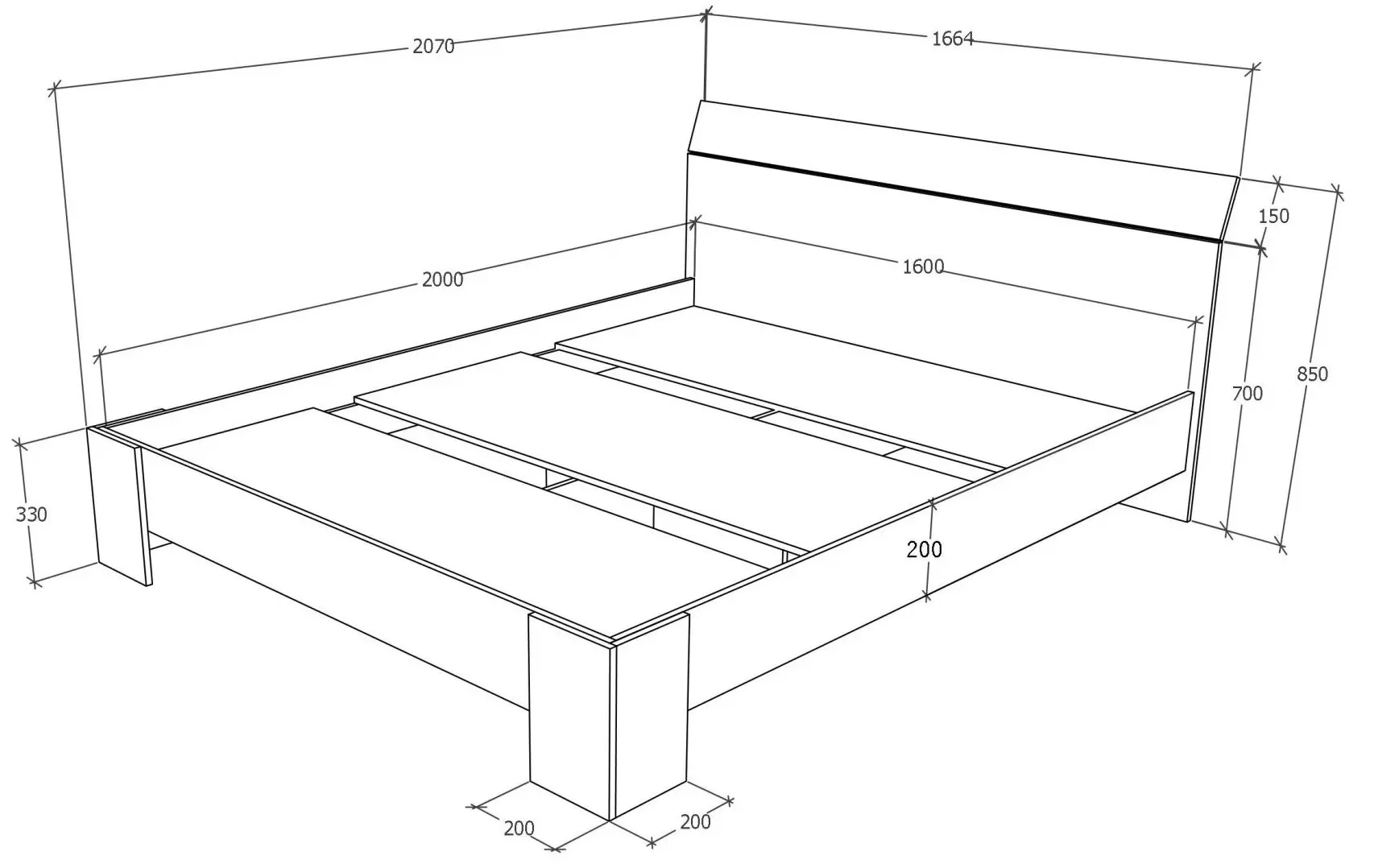 Pat Haaus Pedro 160x200 (Wotan Oak/Anthracite)