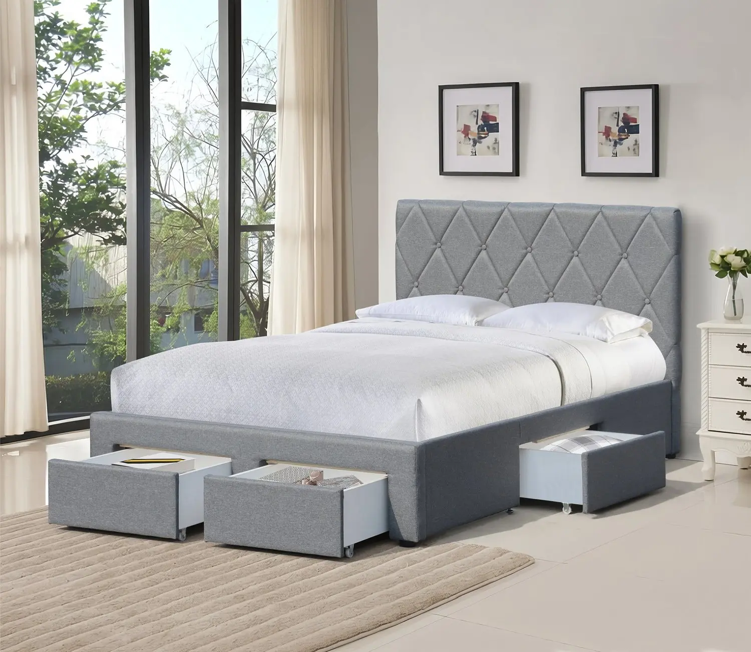 Pat Halmar Betina cu sertare 120x200 (Gray) - 2