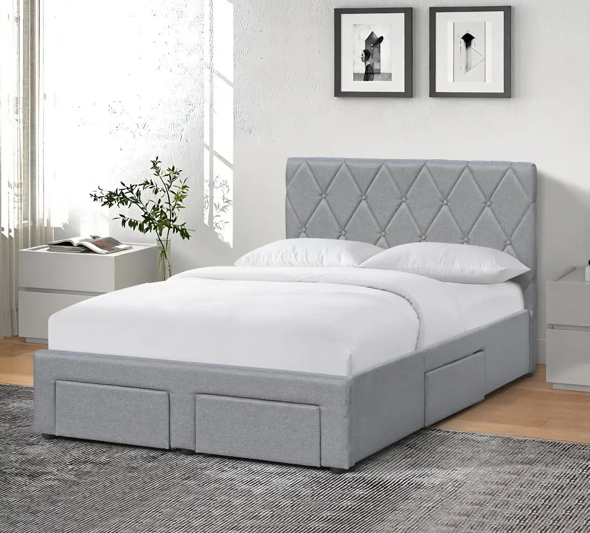 Pat Halmar Betina cu sertare 120x200 (Gray)