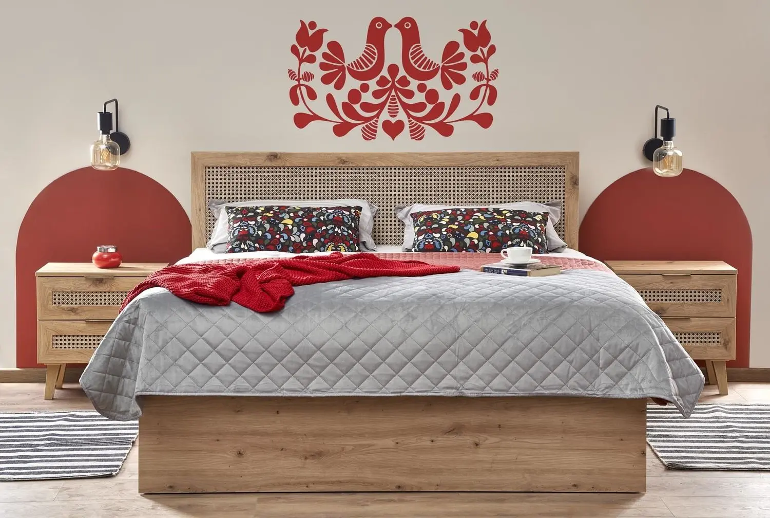 Кровать Halmar Borneo Loz 160x200 (Artisan Oak/Black)