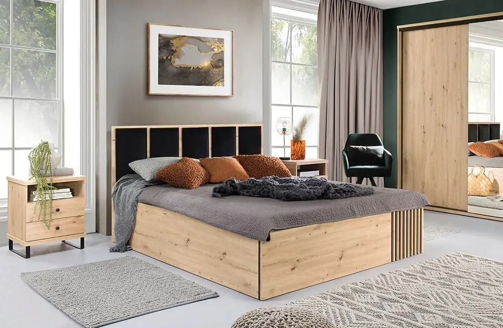 Pat Halmar CALI C16 cu mecanism de ridicare 160x200 (Artisan Oak/Black)