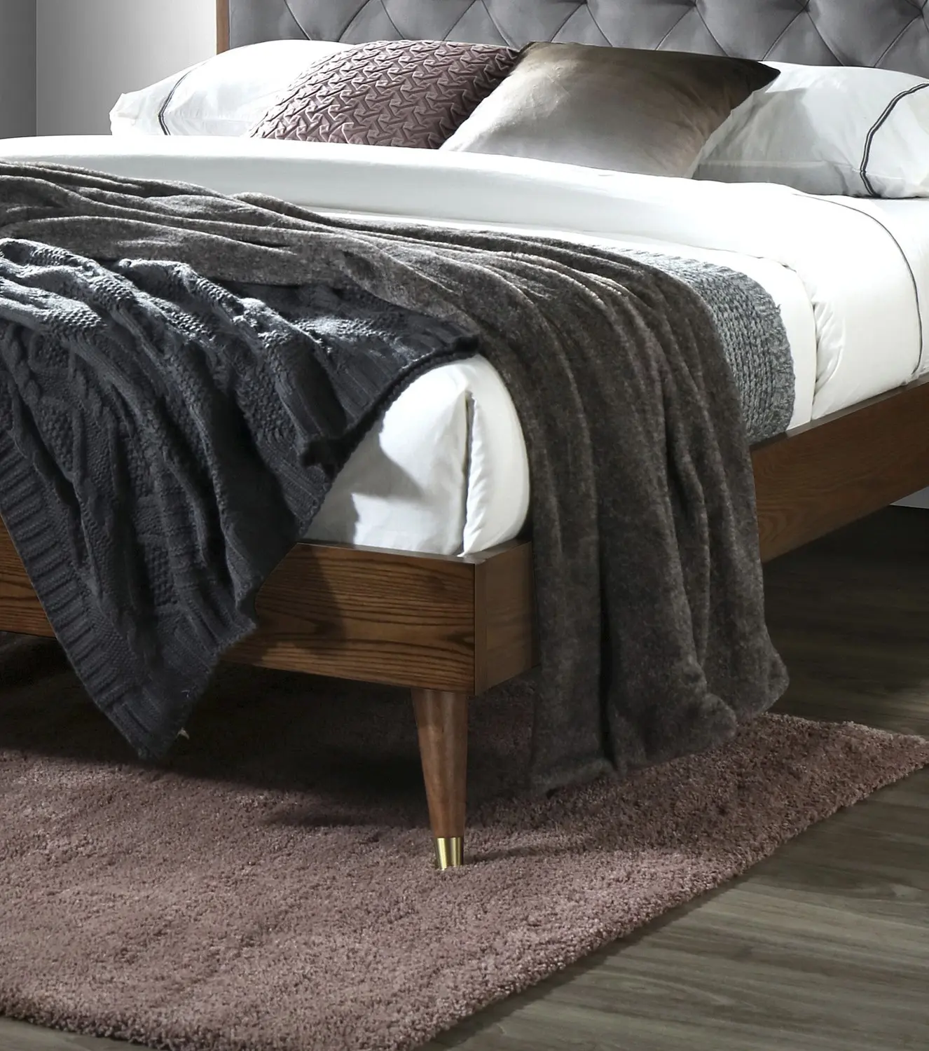 Кровать Halmar Cassidy 120x200 (Grey/Walnut) - 3