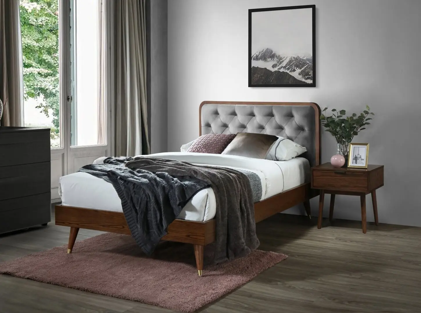 Кровать Halmar Cassidy 120x200 (Grey/Walnut)