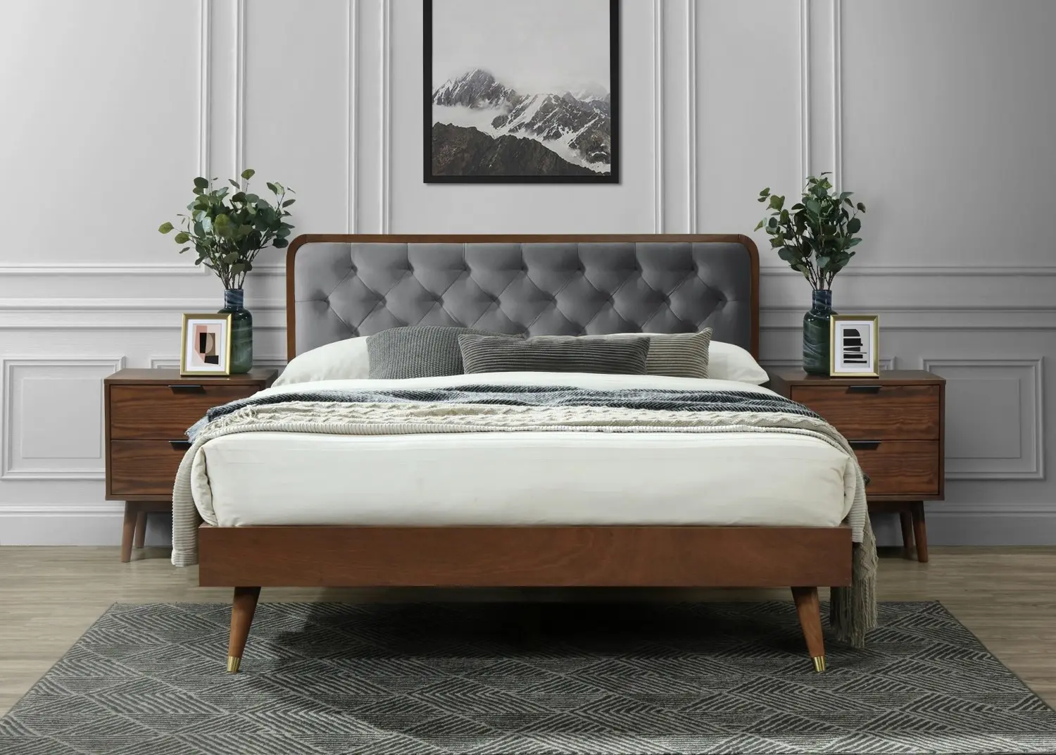 Кровать Halmar Cassidy 140x200 (Grey/Walnut)