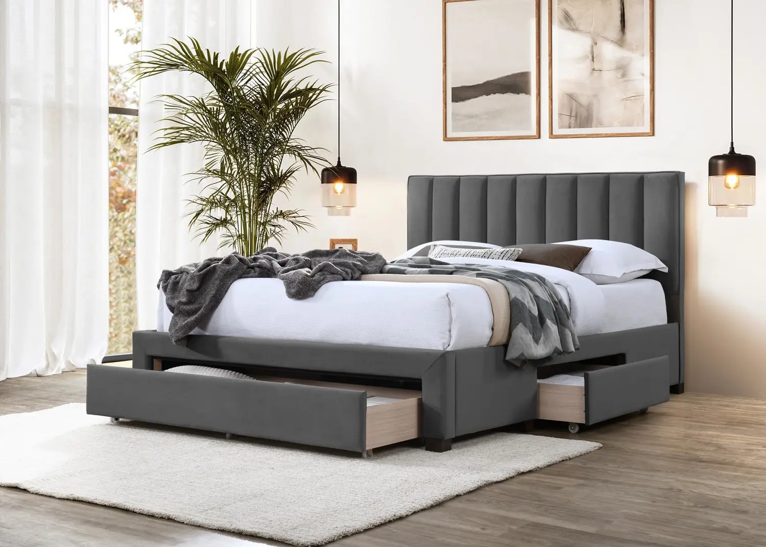 Pat Halmar Grace cu sertare 140x200 (Grey)