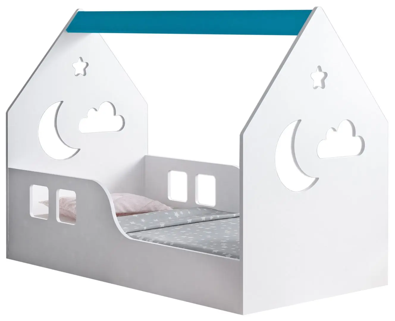 Pat-casuta Happy Babies House Cloud L01 70x140 (White/Blue)