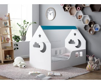 Pat-casuta Happy Babies House Cloud L01 70x140 (White/Blue)