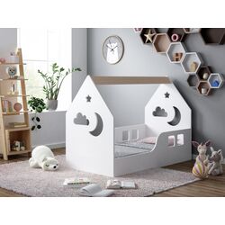 Pat-casuta Happy Babies House Cloud L01 70x140 (White/Light Pear)
