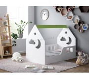 Pat-casuta Happy Babies House Cloud L01 70x140 (White/Pastel Green)