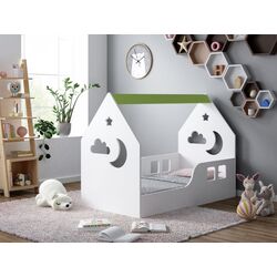 Pat-casuta Happy Babies House Cloud L01 70x140 (White/Pastel Green)