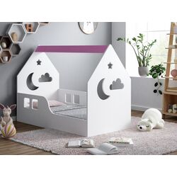 Pat-casuta Happy Babies House Cloud L01 70x140 (White/Pink) Thumb