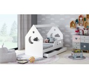 Pat casuta Happy Babies House Cloud L02  cu sertar 70x140 (White)