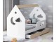 Pat casuta Happy Babies House Cloud L02 cu sertar 70x140 (White/Light Pear)