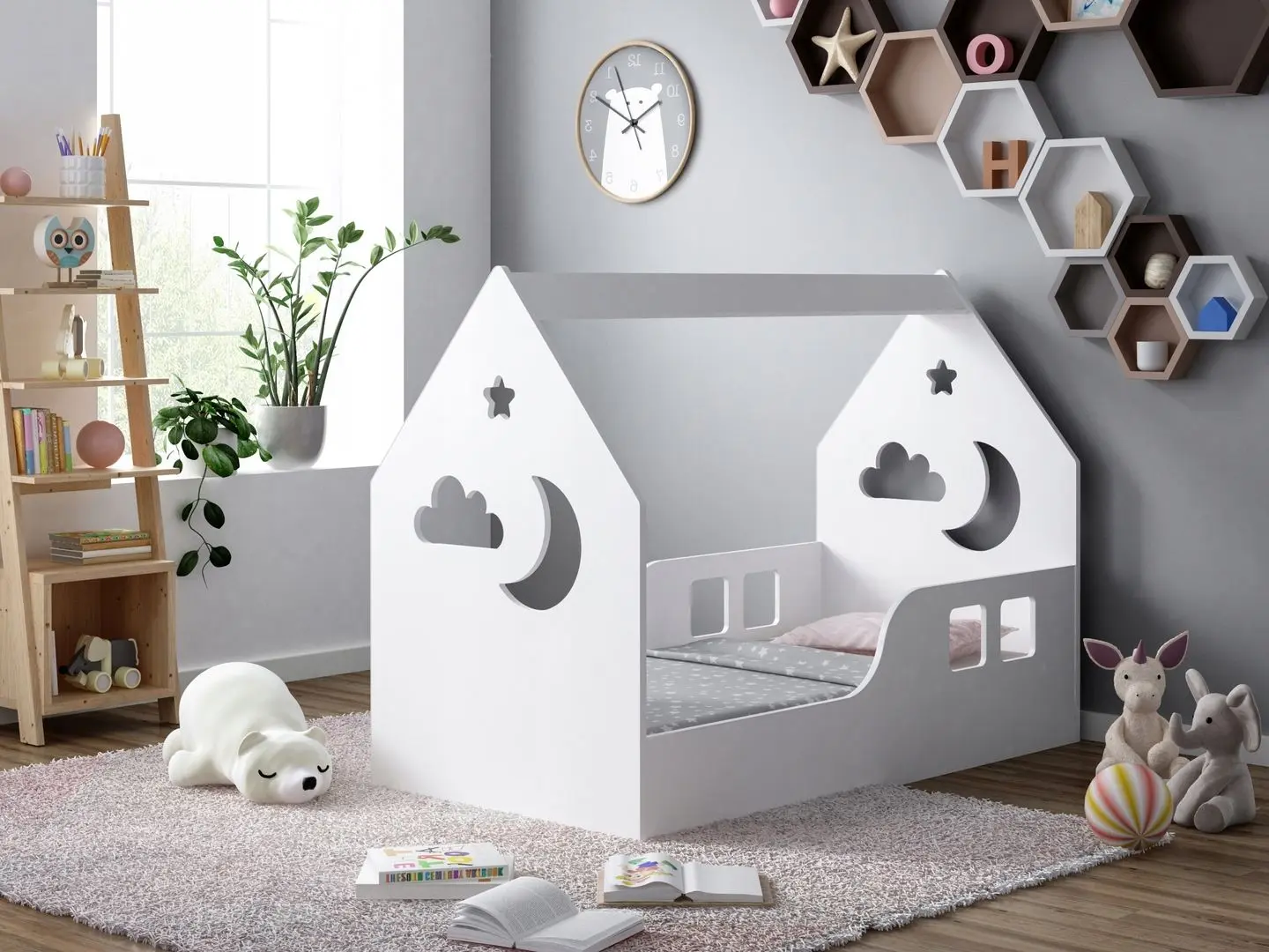 Pat-casuta Happy Babies House Cloud L03 80x160 (White)