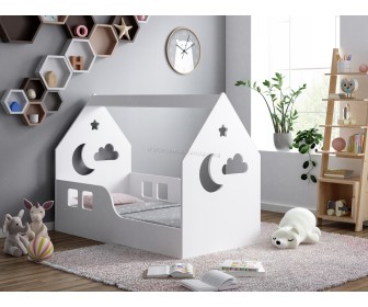 Pat-casuta Happy Babies House Cloud L03 80x160 (White)