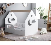 Pat-casuta Happy Babies House Cloud L03 80x160 (White/Light Pear)