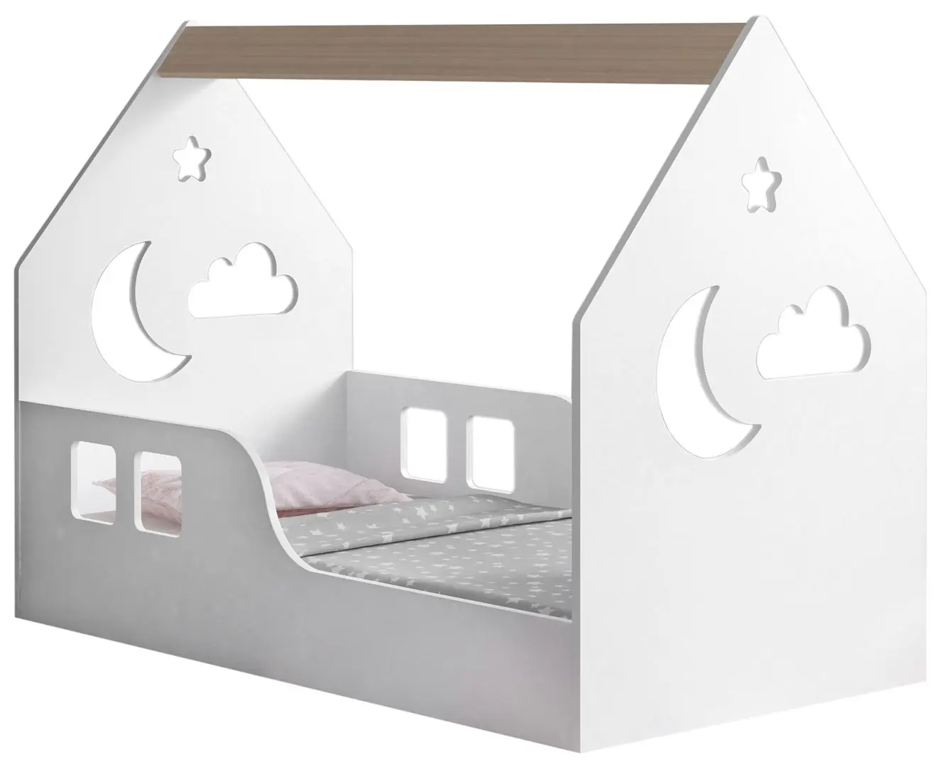 Pat-casuta Happy Babies House Cloud L03 80x160 (White/Light Pear)