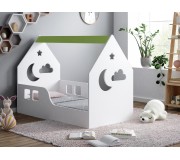 Pat-casuta Happy Babies House Cloud L03 80x160 (White/Pastel Green)