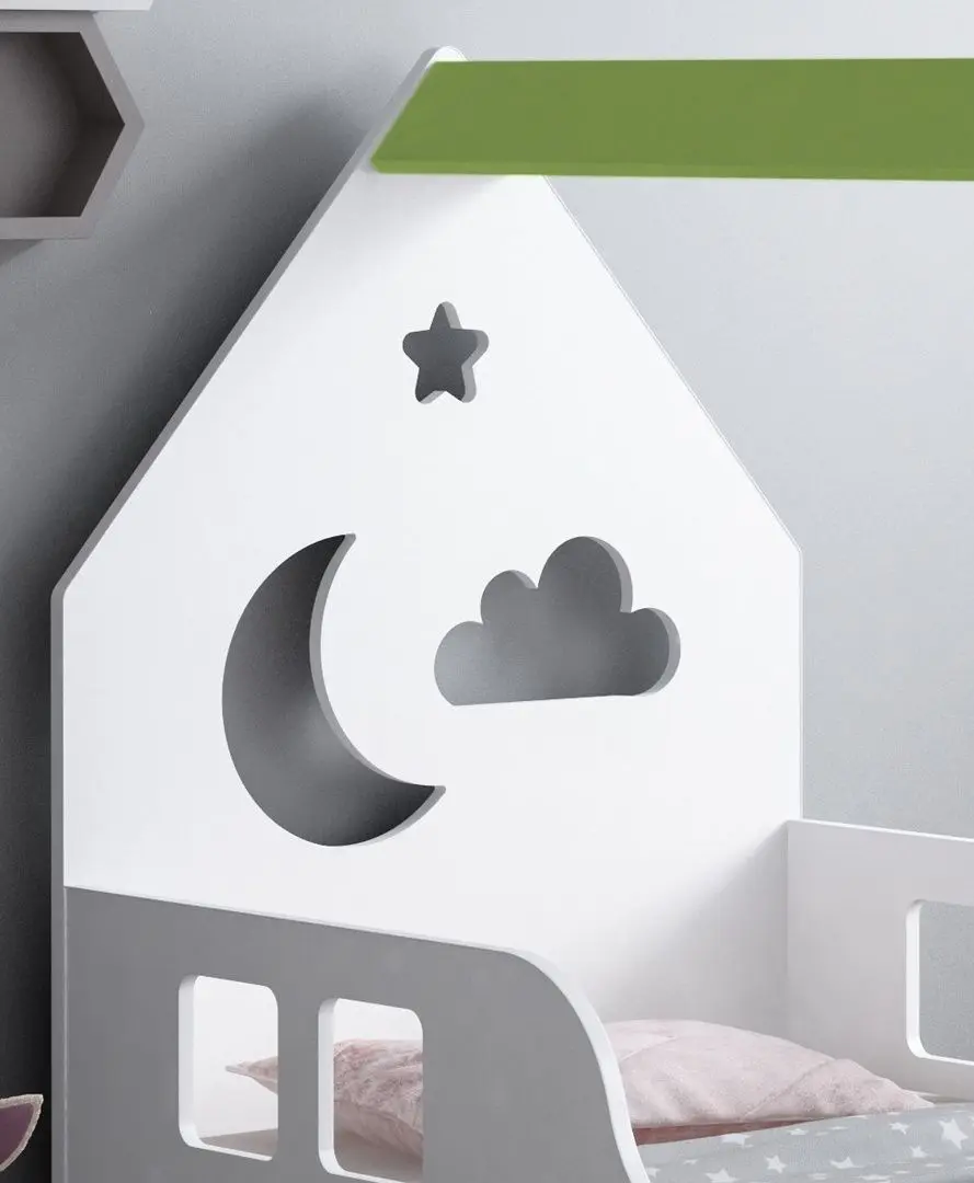 Кровать-домик Happy Babies House Cloud L03 80x160 (White/Pastel Green)