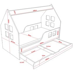Pat casuta Happy Babies House Cloud L04 cu sertar 80x160 (White) Thumb