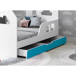 Pat casuta Happy Babies House Cloud L04 cu sertar 80x160 (White/Blue) Thumb