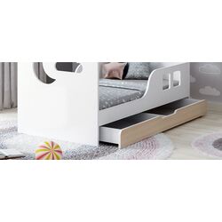 Pat casuta Happy Babies House Cloud L04 cu sertar 80x160 (White/Light Pear) Thumb